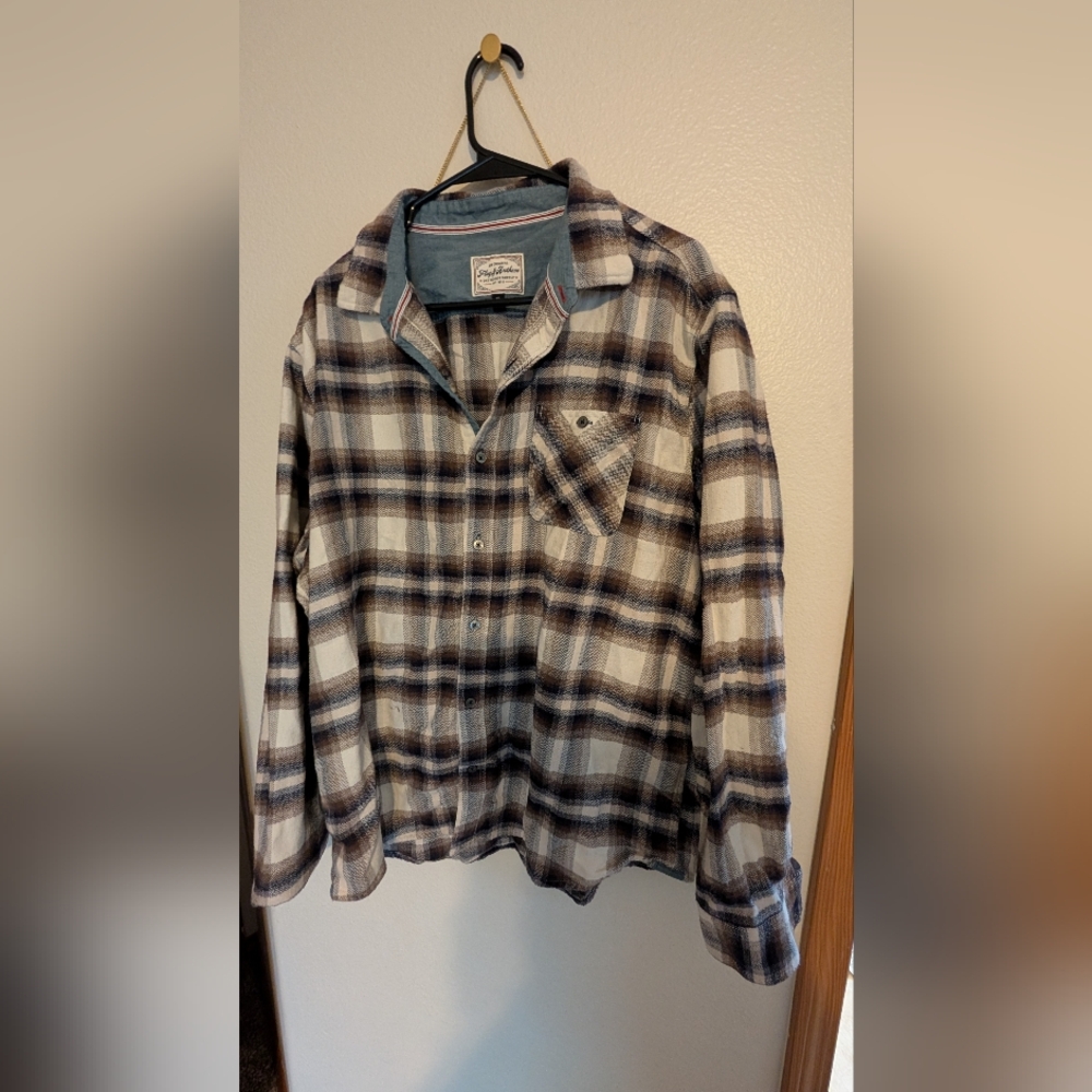 Buckle Flag and Anthem Plaid Button-Up Shirt